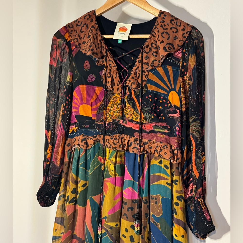 🌿 Farm Rio Lace-Up Leopard Jungle Midi Dress 🐆
Size XS | Sold Out Style - Picture 12 of 15